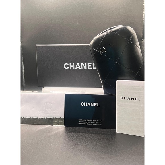 Chanel Womens Black Rimless Sunglasses Silver Chain Link Detail - Picture 10 of 10